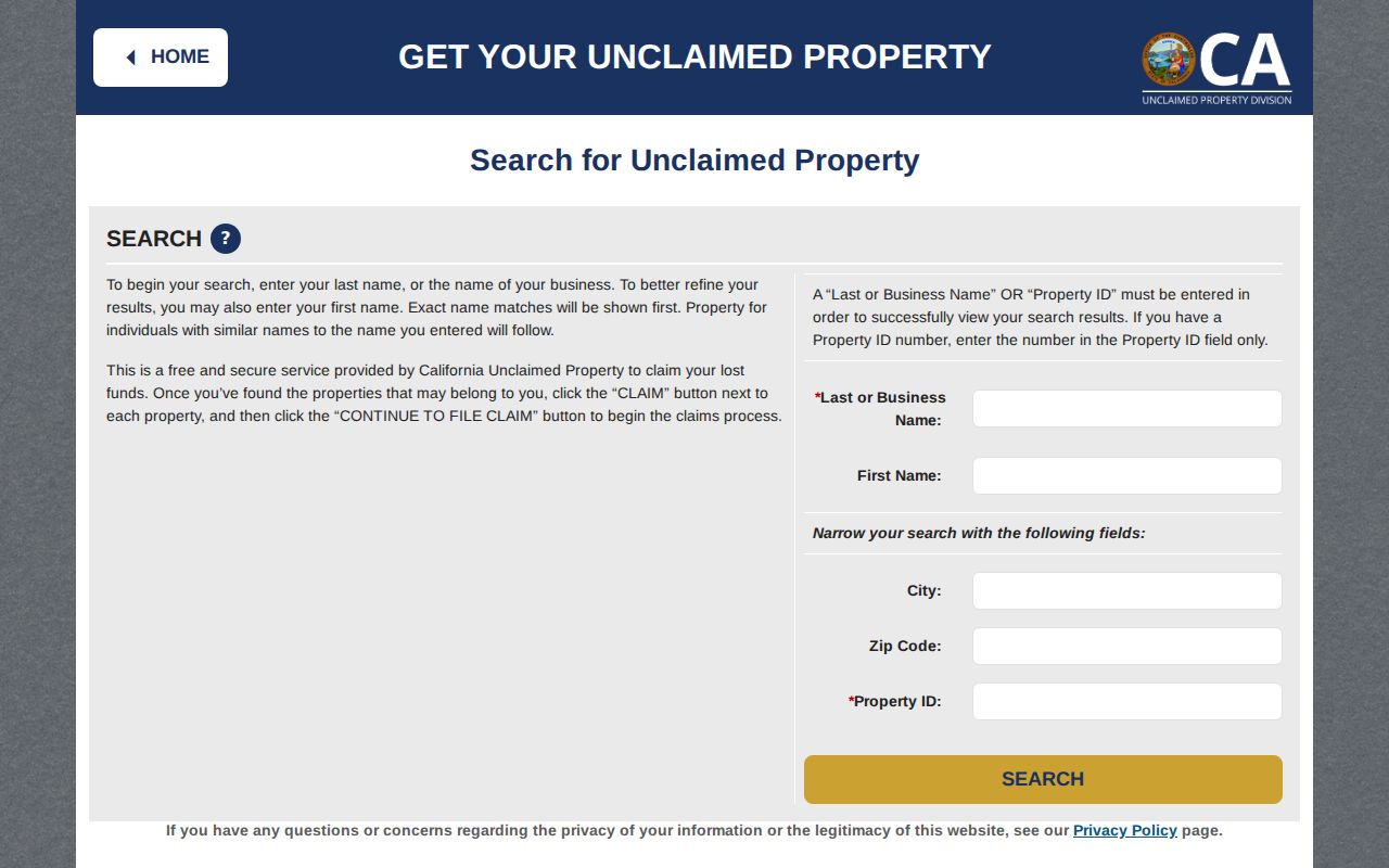 Duarte people search unclaimed property name lookup