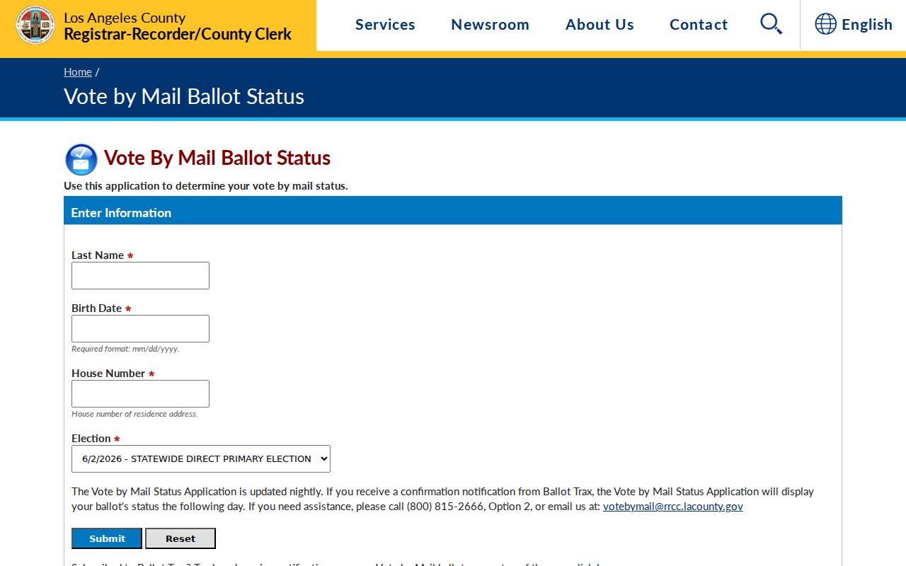 Duarte voter registration records LA County ballot status lookup